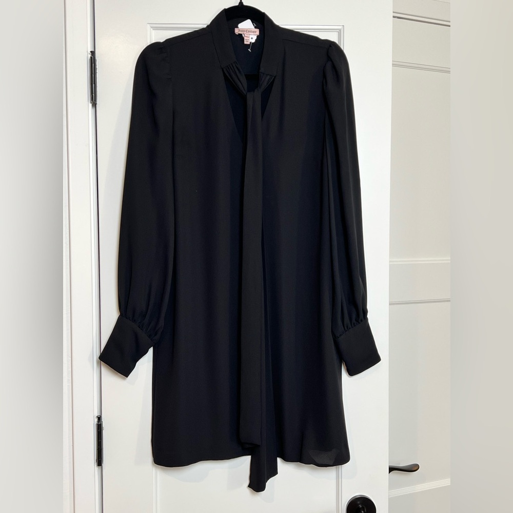 Juicy Couture Black Mock Neck Bishop Sleeve Dress (4)